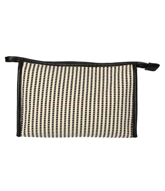 Traveller toilettas stripe zwart creme 30x20cm