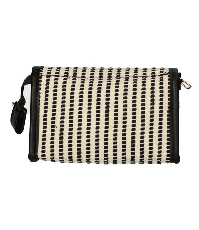 Traveller spiegeltas stripe zwart creme 16.5x11cm