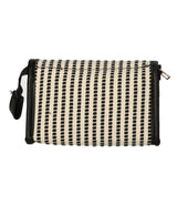 Traveller spiegeltas stripe zwart creme 16.5x11cm