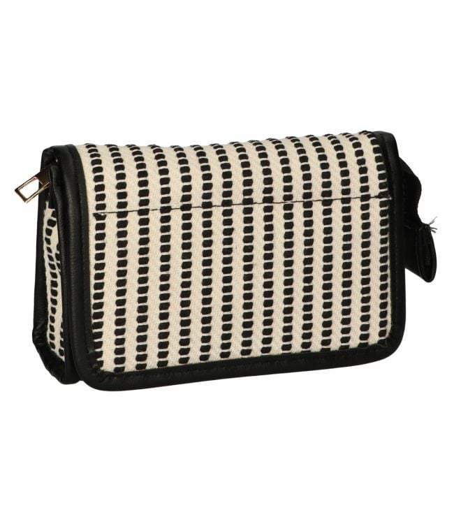 Traveller spiegeltas stripe zwart creme 16.5x11cm