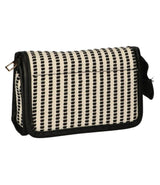 Traveller spiegeltas stripe zwart creme 16.5x11cm