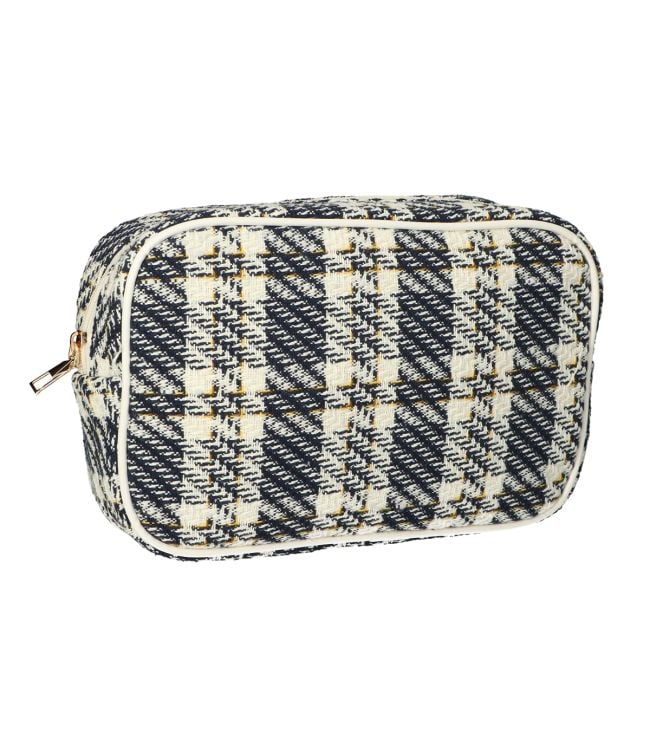 Traveller toilettas box tweed ruit 26x16cm