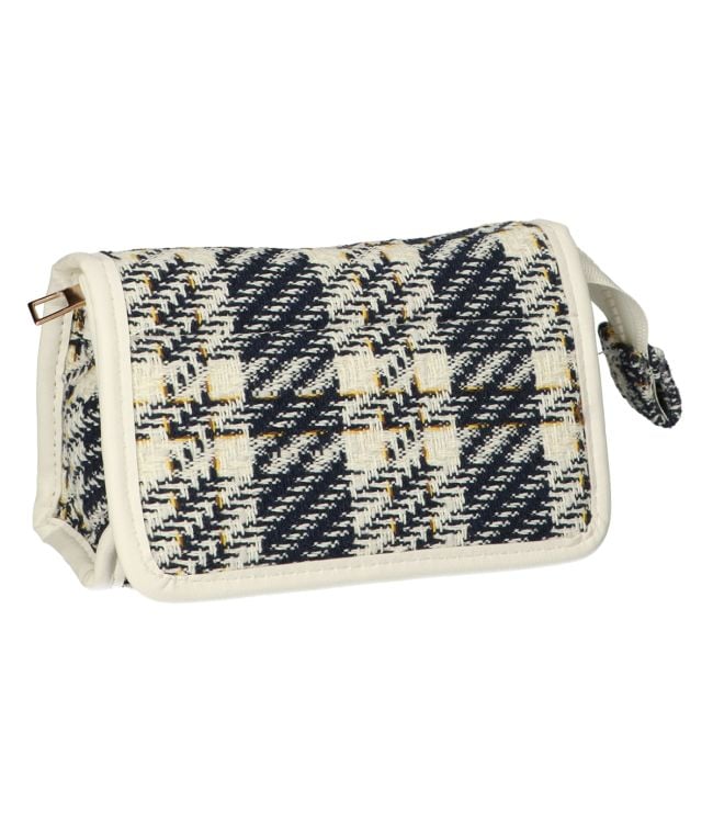 Traveller spiegeltas tweed ruit 16.5x11cm