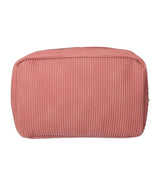 Traveller toilettas rib stof waterdicht roze 28x17cm