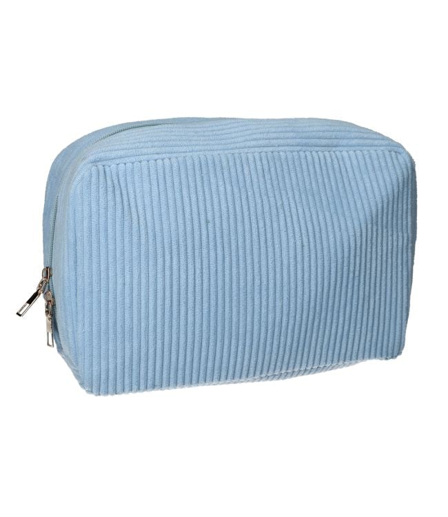 Traveller toilettas rib stof blauw 28x17cm