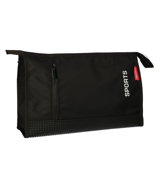 Traveller toilettas rubber zwart 30x19.5cm