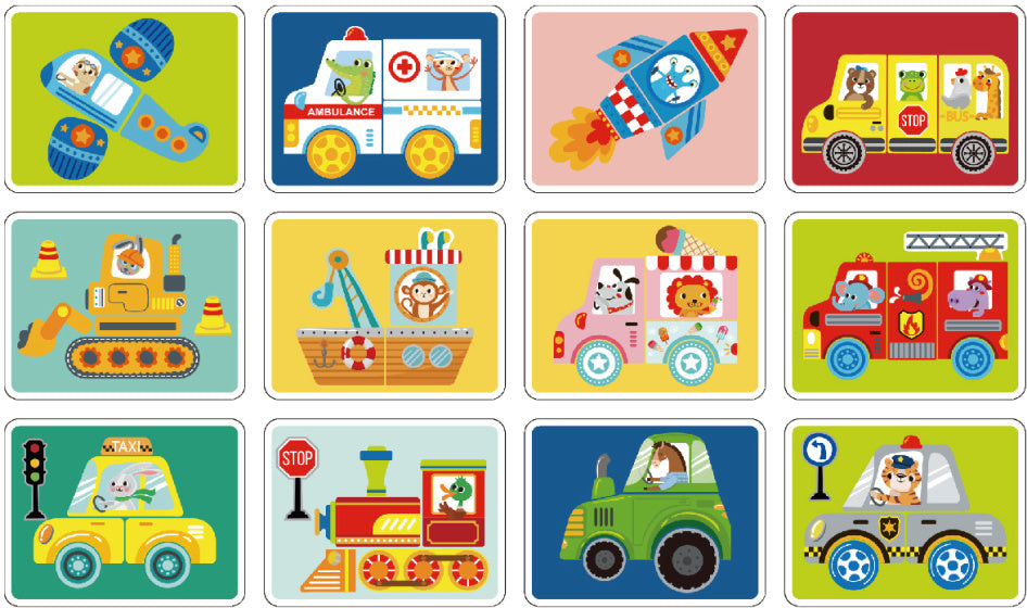 Tooky toy Educatief Houten Magneetbord Transport 80-delig