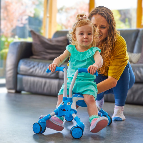 The bugs scramblebug tide loopfiets met 4 wielen junior blauw wit
