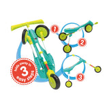 The bugs scuttlebug xl splodge loopfiets met 3 wielen junior turquoise groen