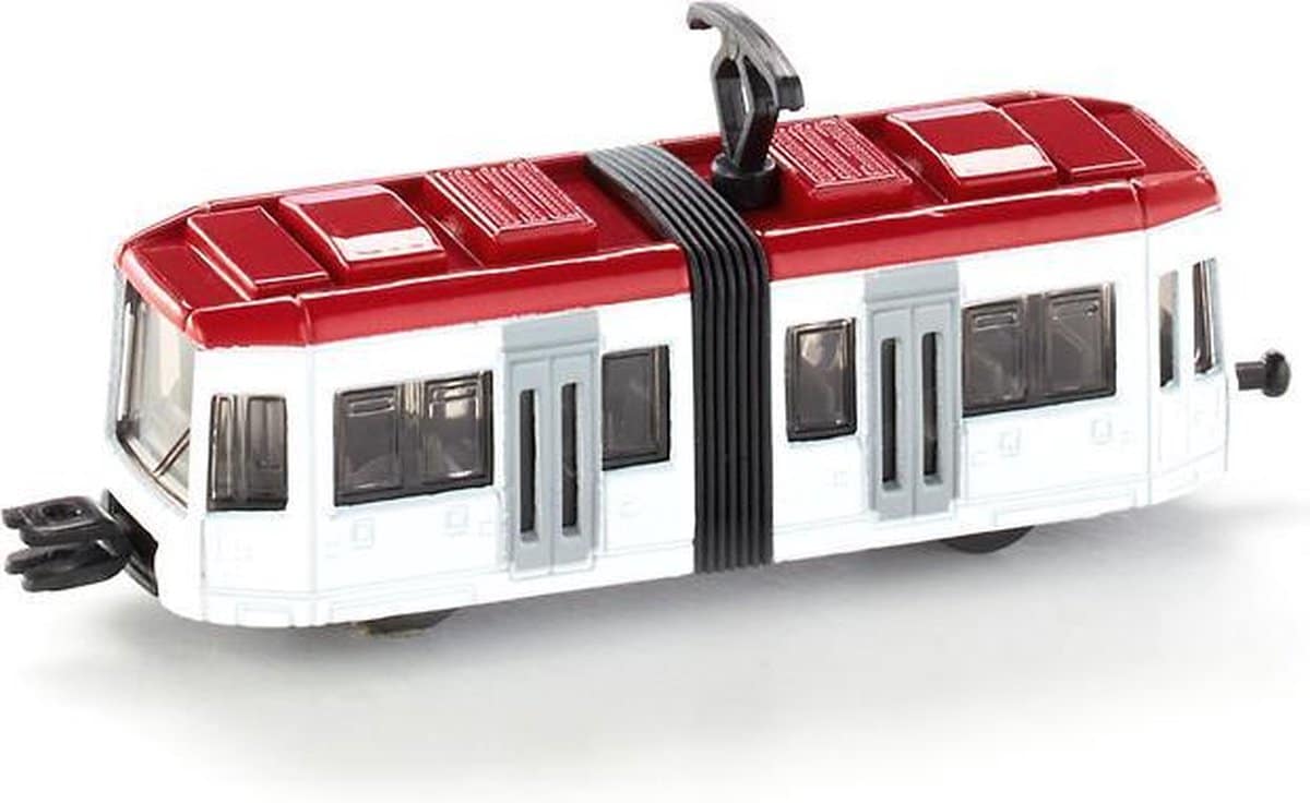 Siku tram rood wit 9 cm lang
