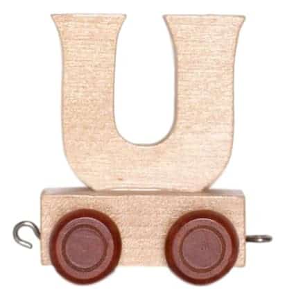 Bongers speelgoed houten letter u met wieltjes 6 cm hoog