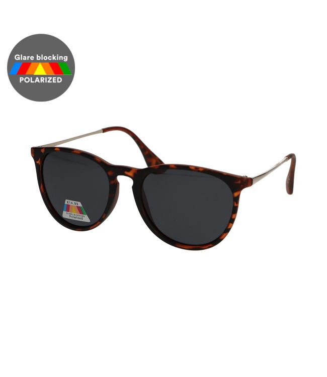 Spectrum polarized zonnebril rond tortoise goud grijs dames