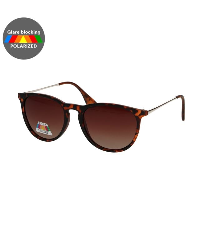 Spectrum polarized zonnebril rond tortoise goud bruin dames