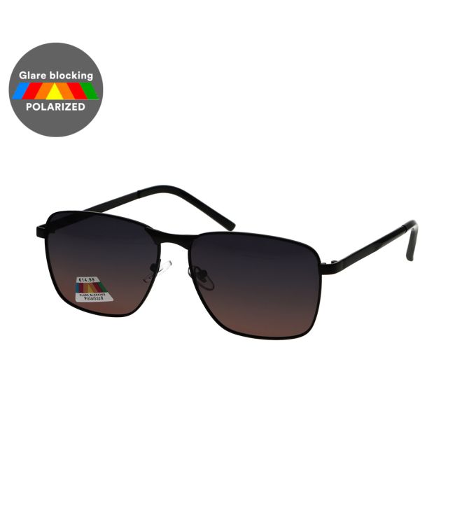 Spectrum polarized zonnebril rechthoekig mat zwart bruin heren