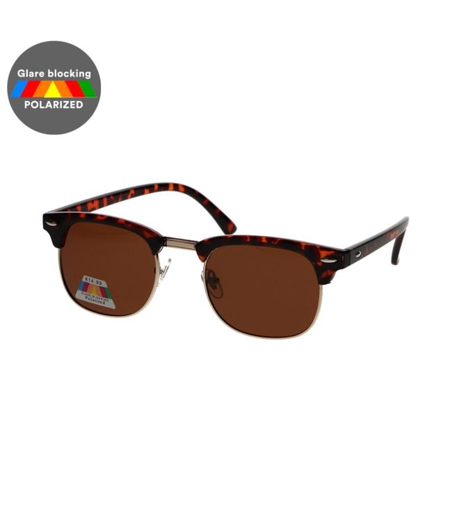 Spectrum polarized zonnebril club vierkant havana goud bruin unisex