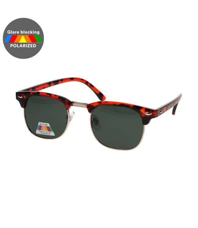 Spectrum polarized zonnebril club vierkant havana goud groen unisex