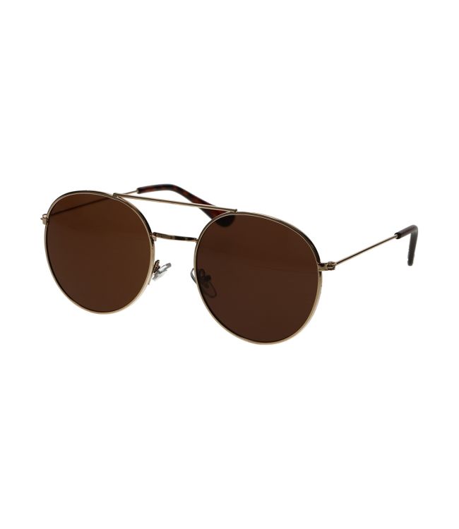 Spectrum zonnebril rond goud metaal bruin unisex