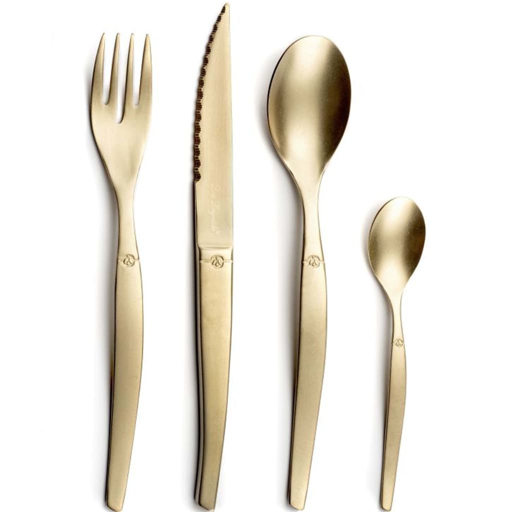Lou Laguiole Lou Laguiole 16-delige Bestekset Jet stonewash champagnekleurig