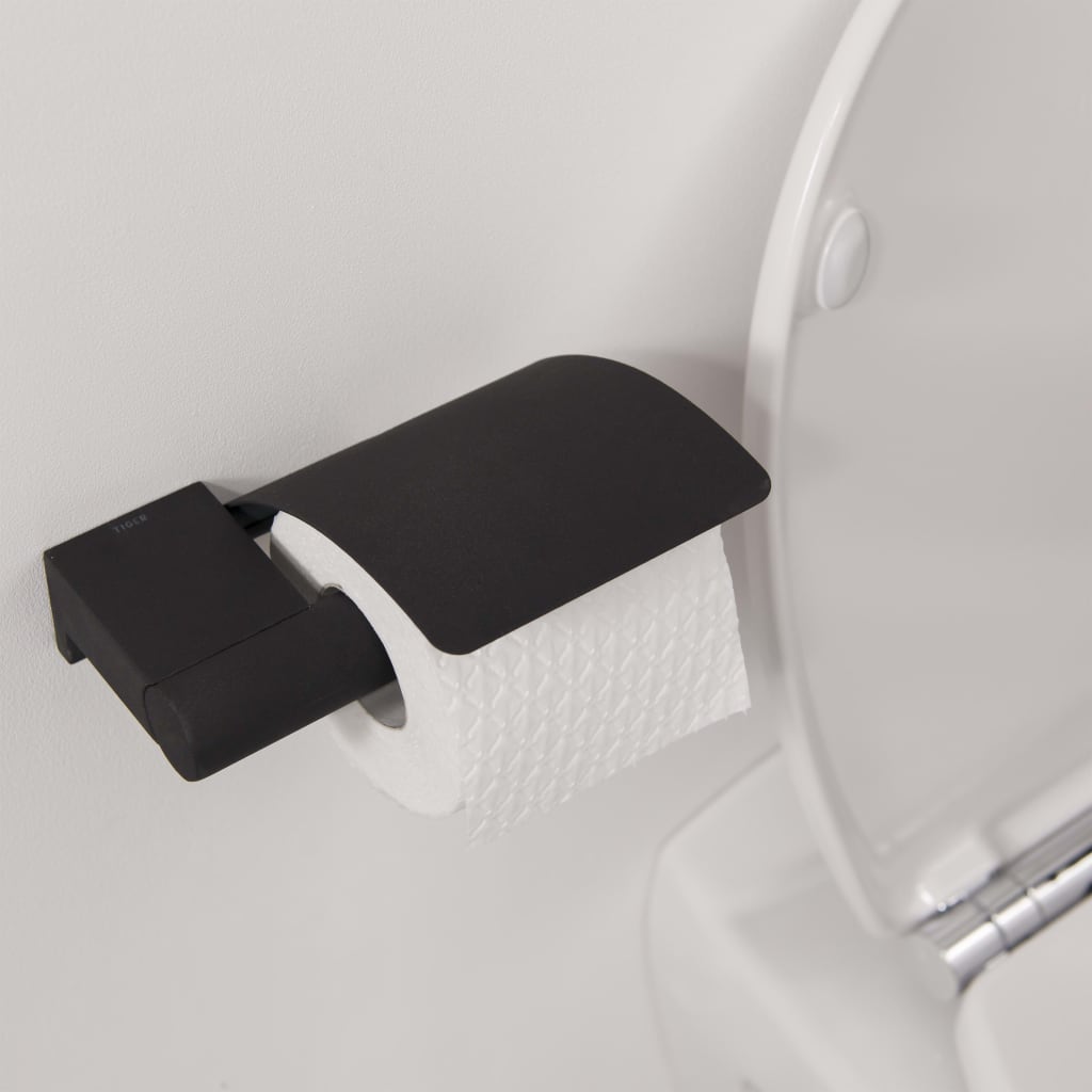 Tiger Tiger Toiletrolhouder met deksel Bold matzwart