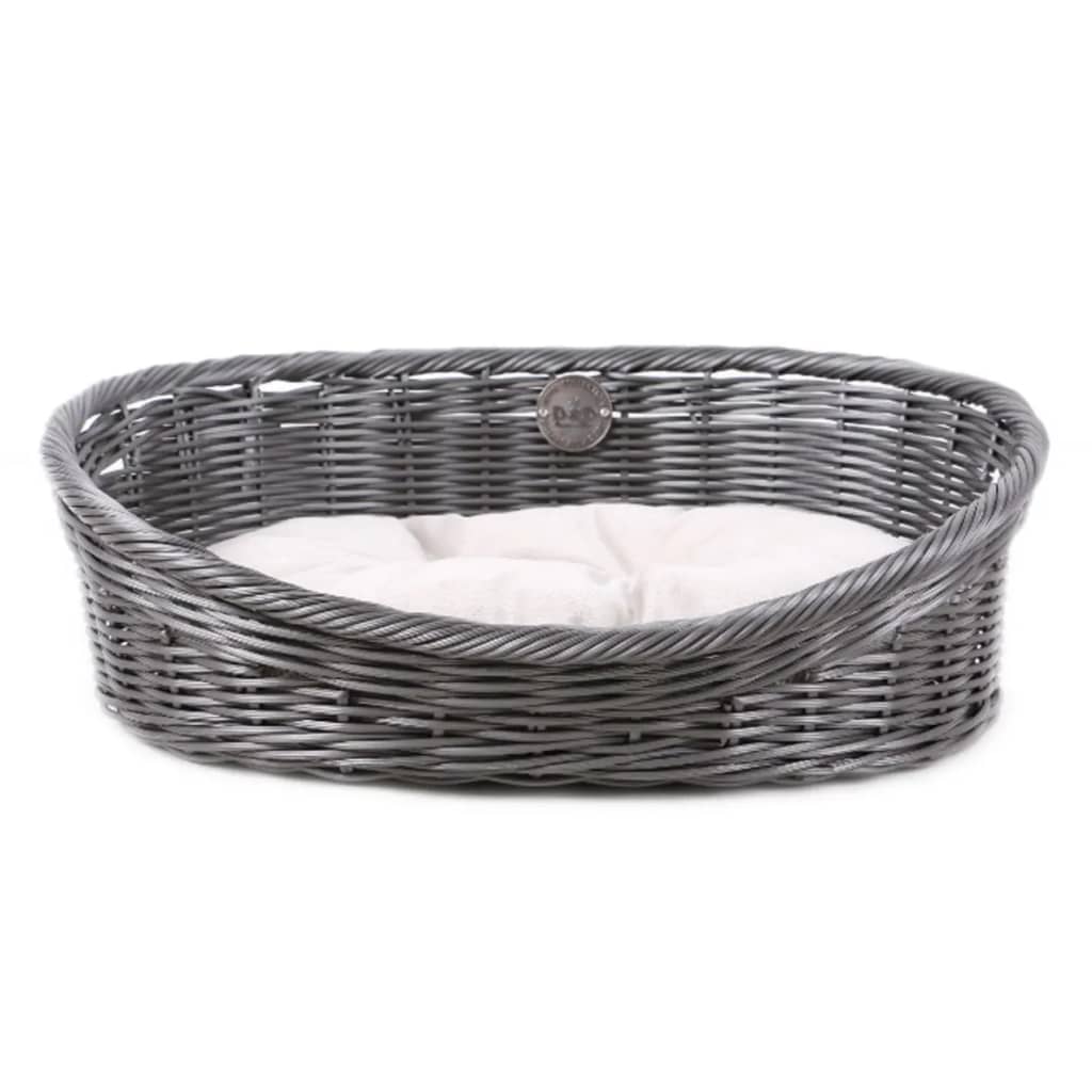 D D Huisdierenbed rustiek met kussen XL rattan grijs
