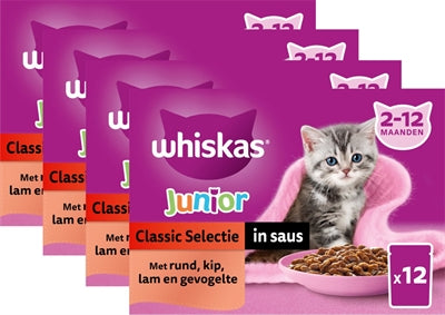 Whiskas Multipack pouch junior selectie vlees in saus