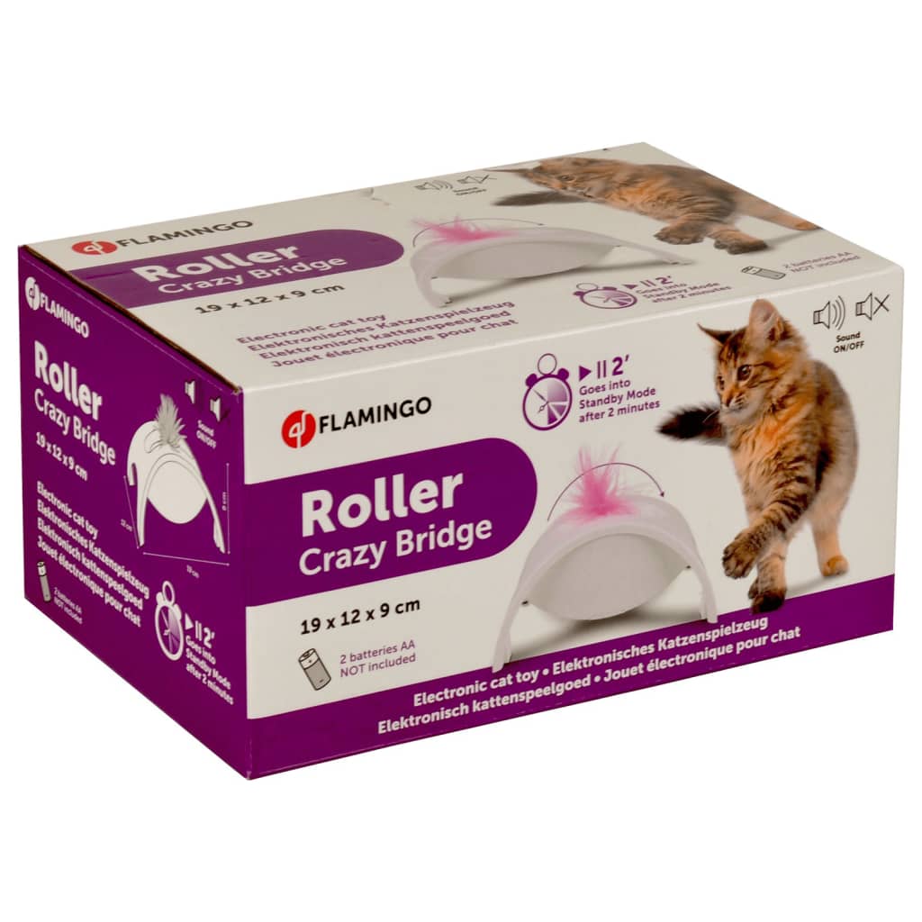 FLAMINGO FLAMINGO Kattenrolspeelgoed Crazy Bridge 19x12x9 cm wit