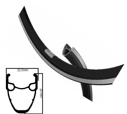 Ryde velg dp16 etrto 28 inch (622) zwart gepoederd 32 gaats 14g