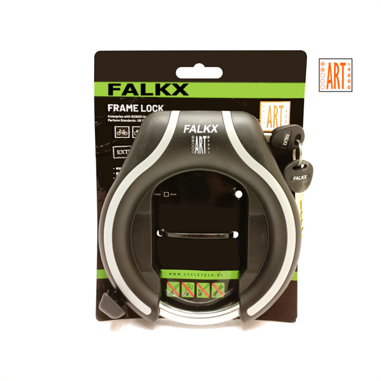 Falkx securitas ringlsot, zwart grijs, art**, gat voor insteekketting