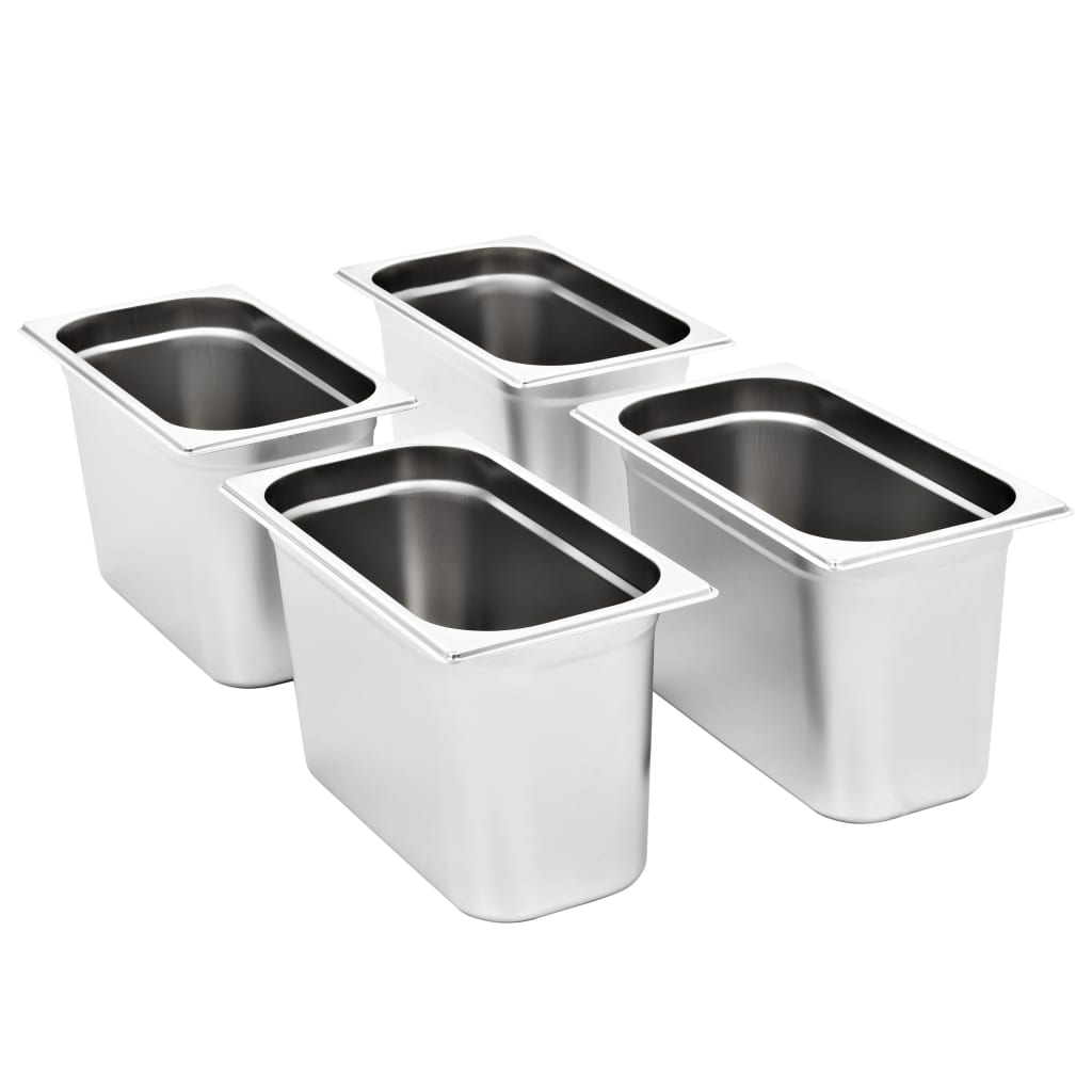 VidaXL Gastronormbakken 4 st GN 1 3 200 mm roestvrij staal