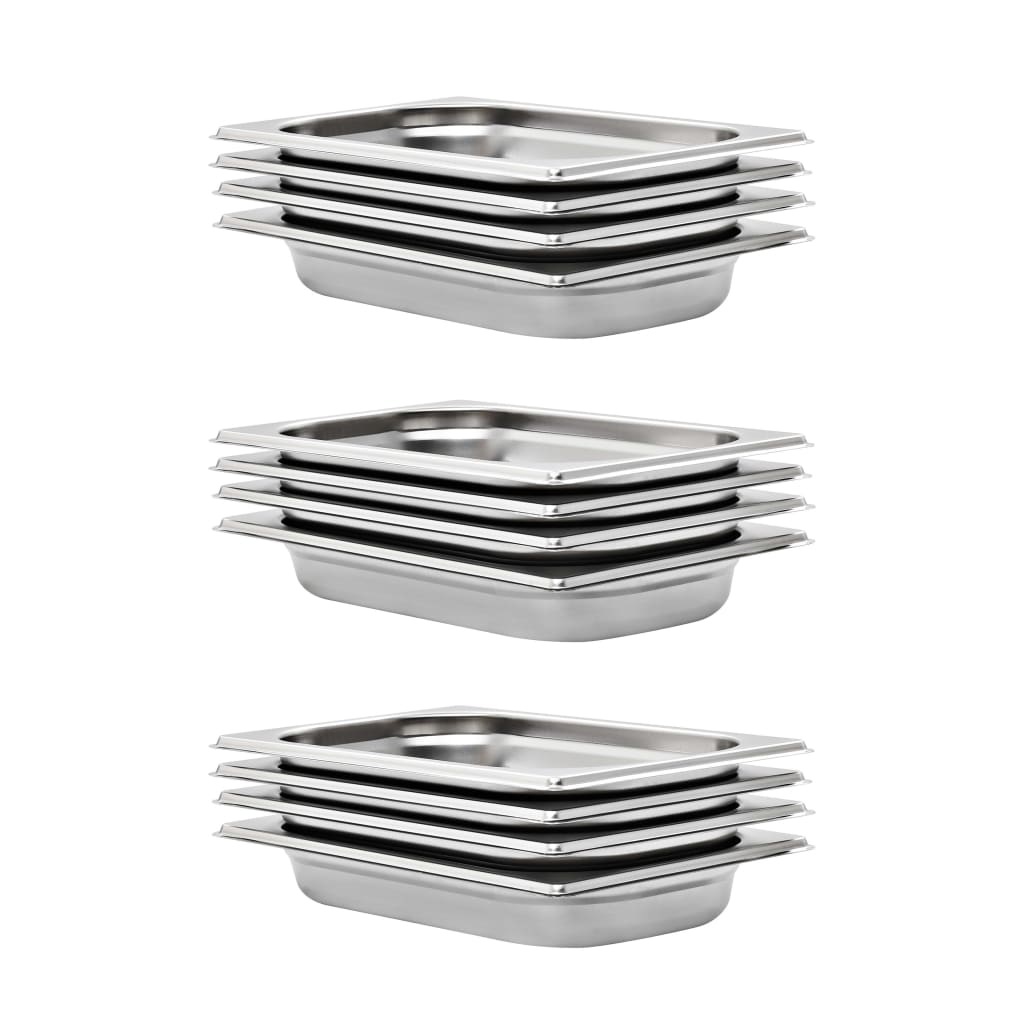 VidaXL Gastronormbakken 12 st GN 1 4 40 mm roestvrij staal