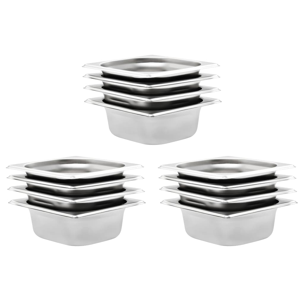 VidaXL Gastronormbakken 12 st GN 1 6 65 mm roestvrij staal