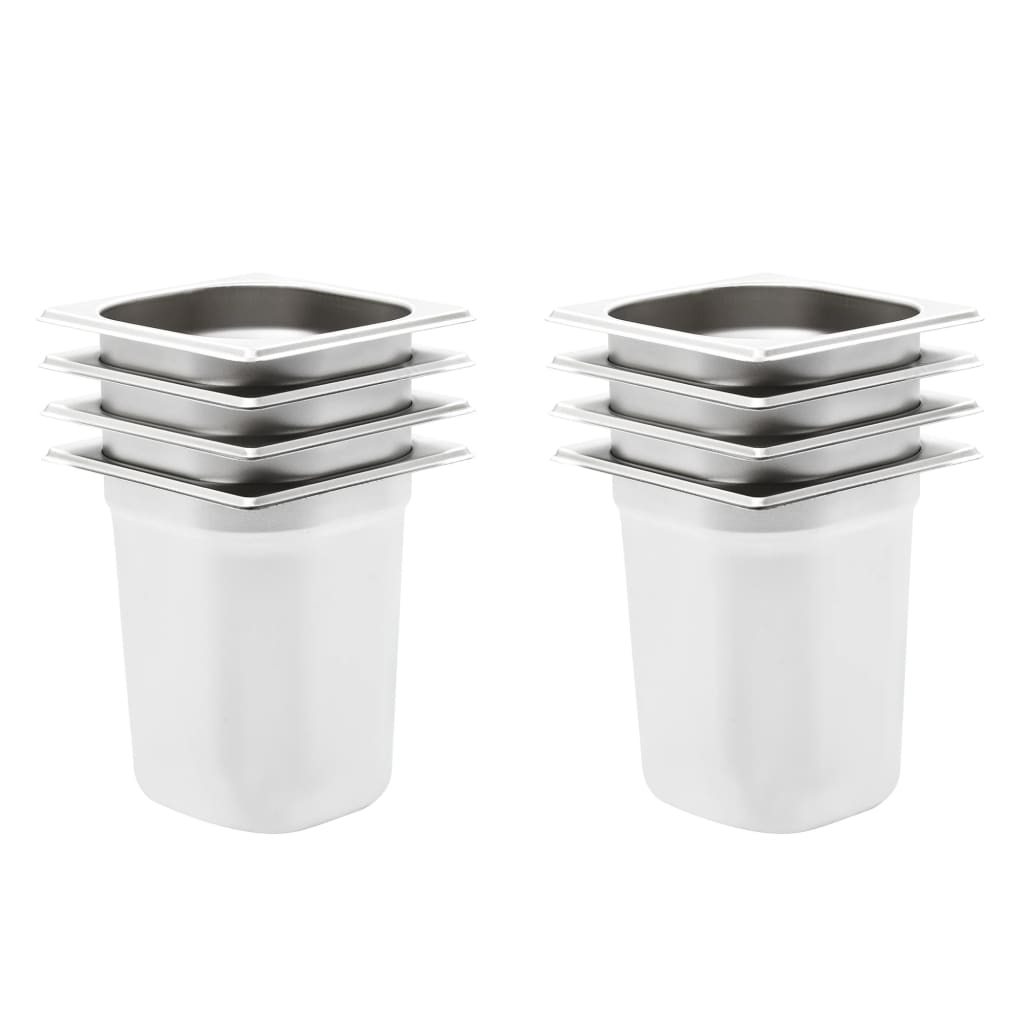 VidaXL Gastronormbakken 8 st GN 1 6 200 mm roestvrij staal