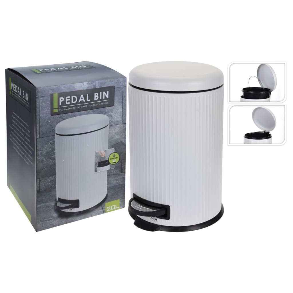 Excellent Houseware Houseware Pedaalemmer met zachtsluitend deksel 20 L matwit