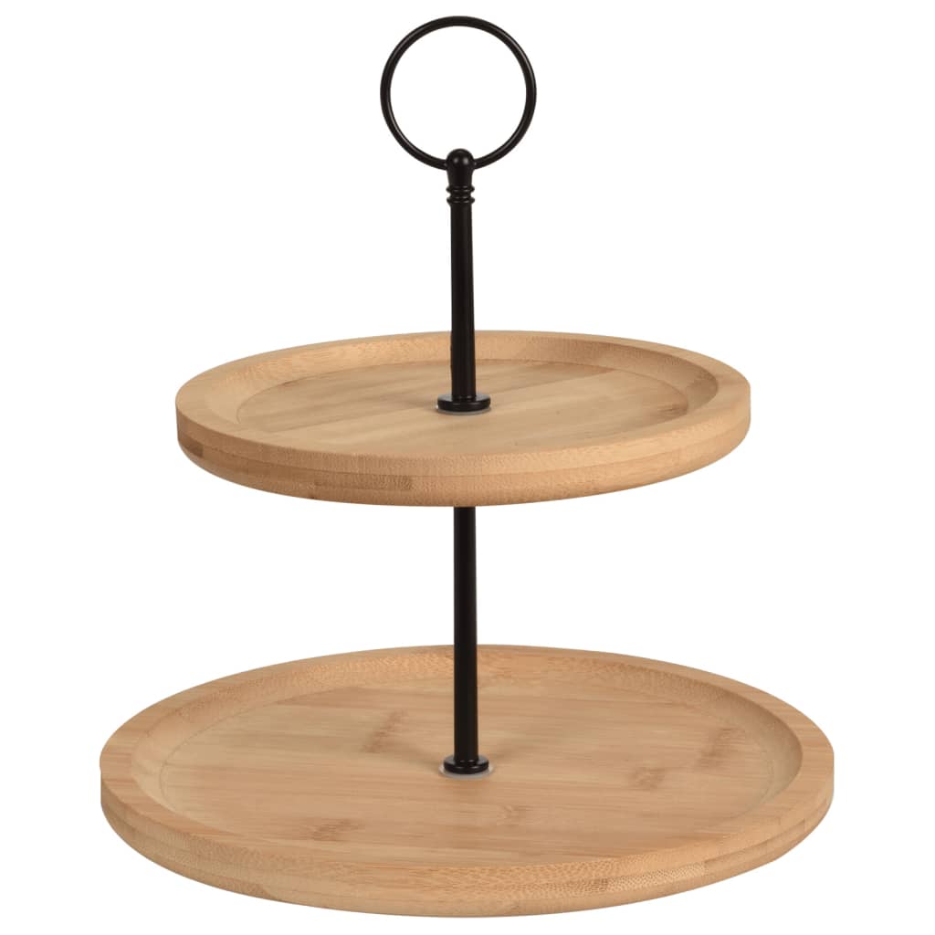 Excellent Houseware Houseware Etagère 2-laags rond 16,5 21,5 cm bamboe