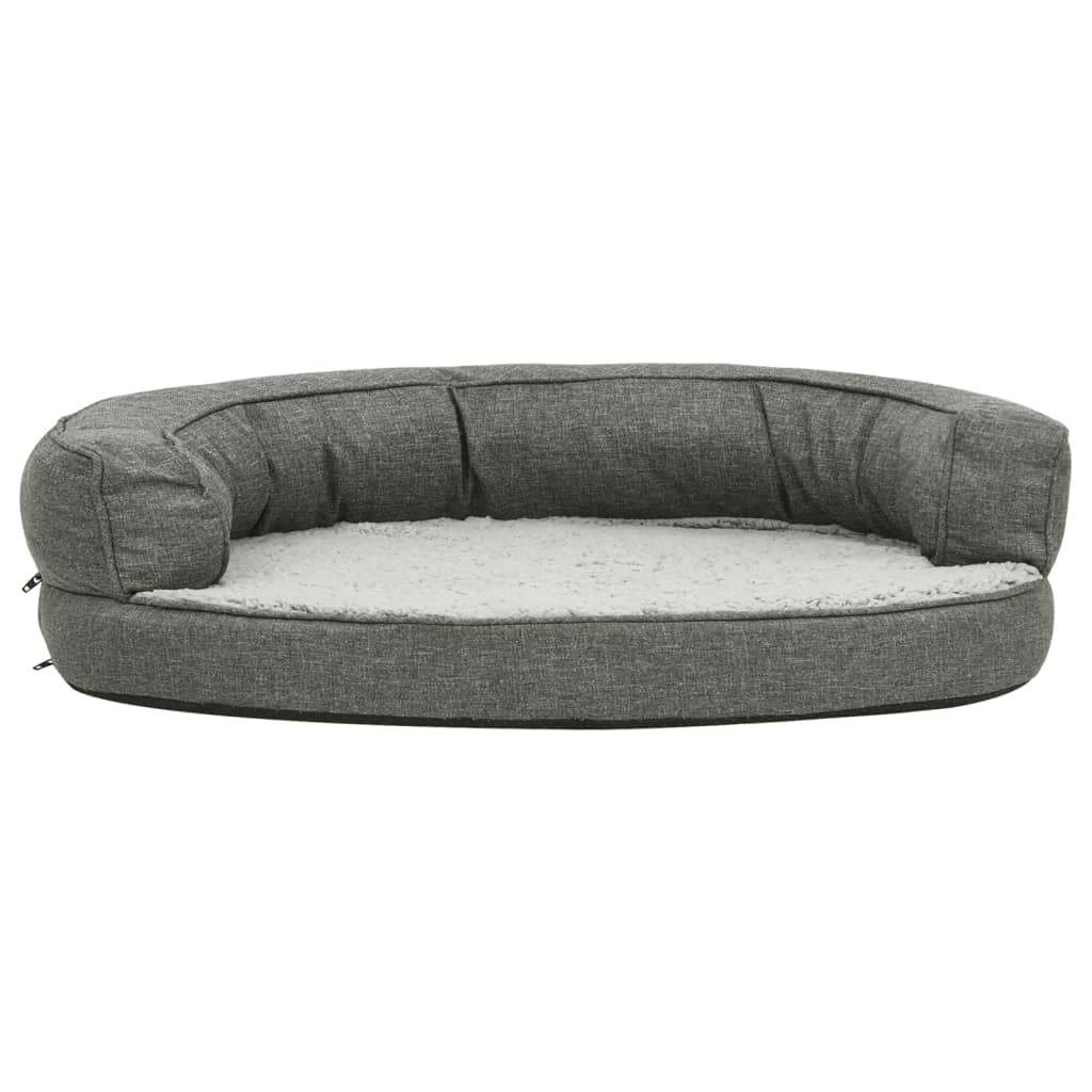 VidaXL Hondenbed ergonomisch linnenlook 75x53 cm fleece grijs