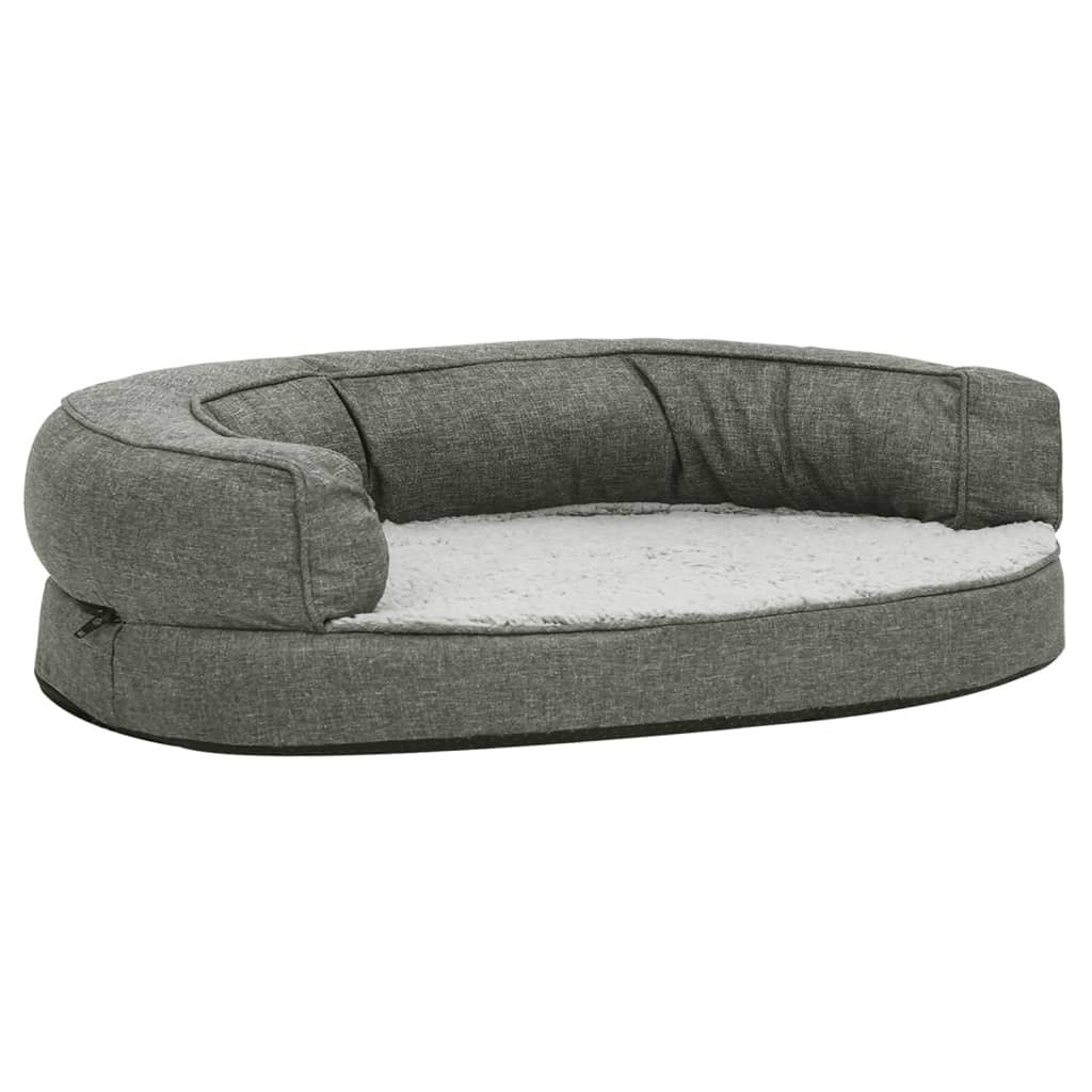 VidaXL Hondenbed ergonomisch linnenlook 75x53 cm fleece grijs