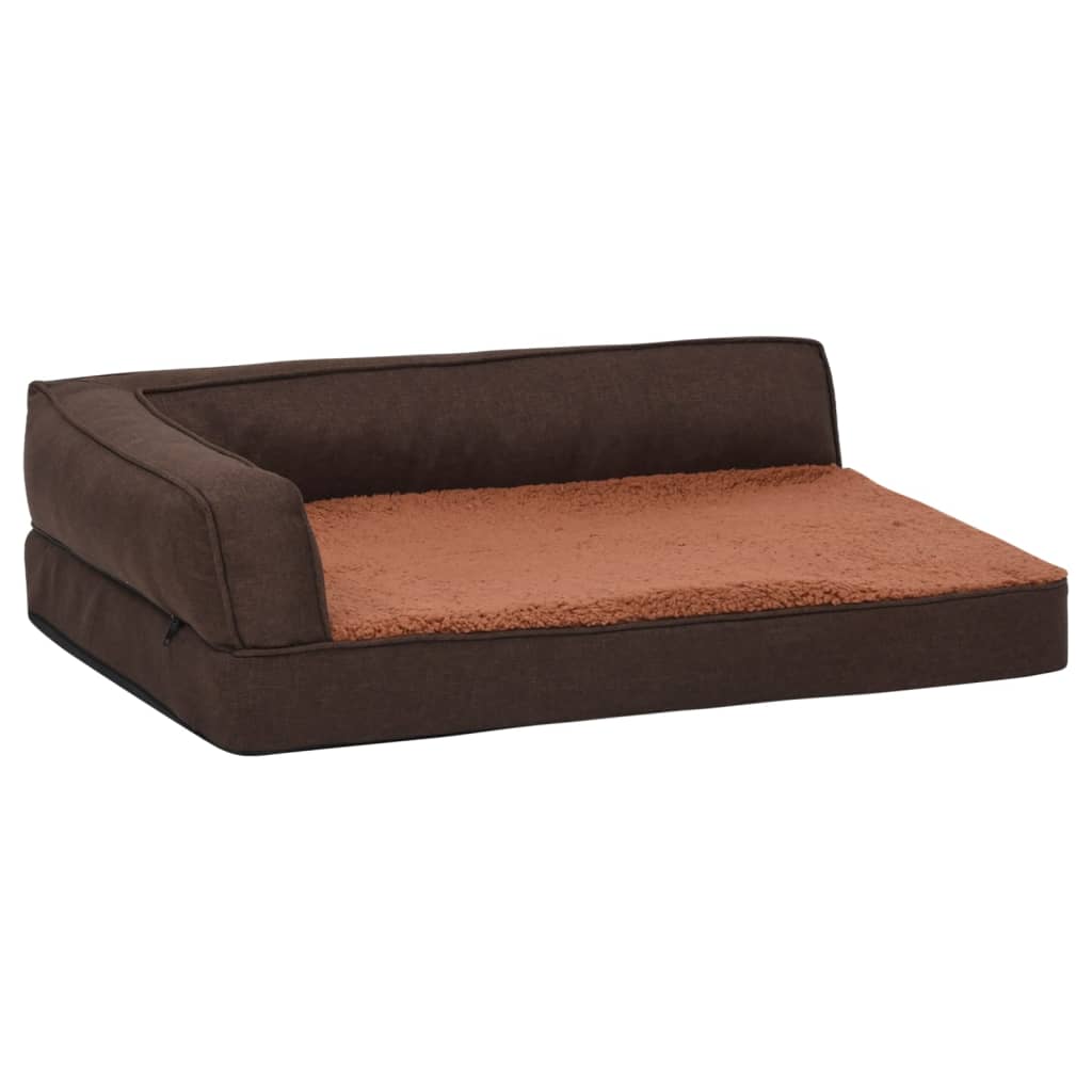 VidaXL Hondenbed ergonomisch linnenlook 75x53 cm fleece bruin
