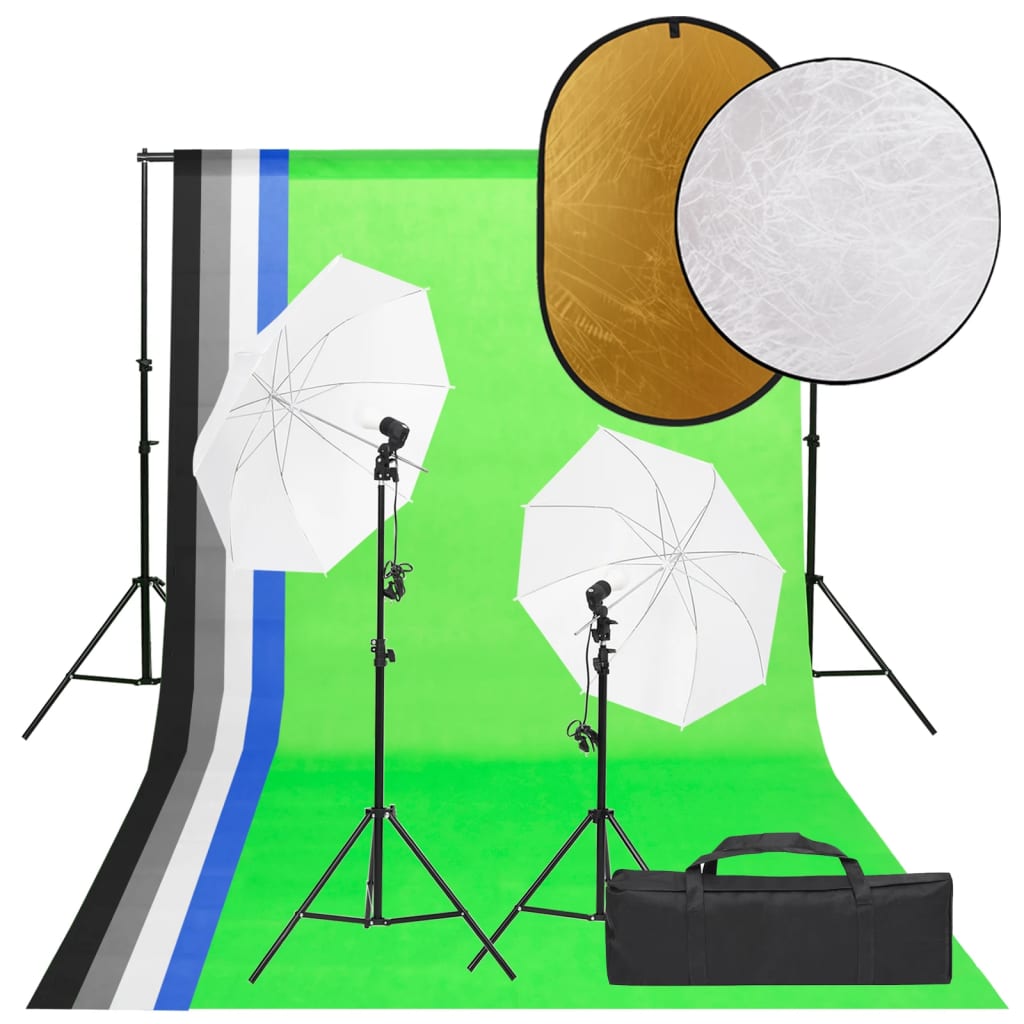 VidaXL Fotostudioset met verlichtingsset, achtergrond en reflector