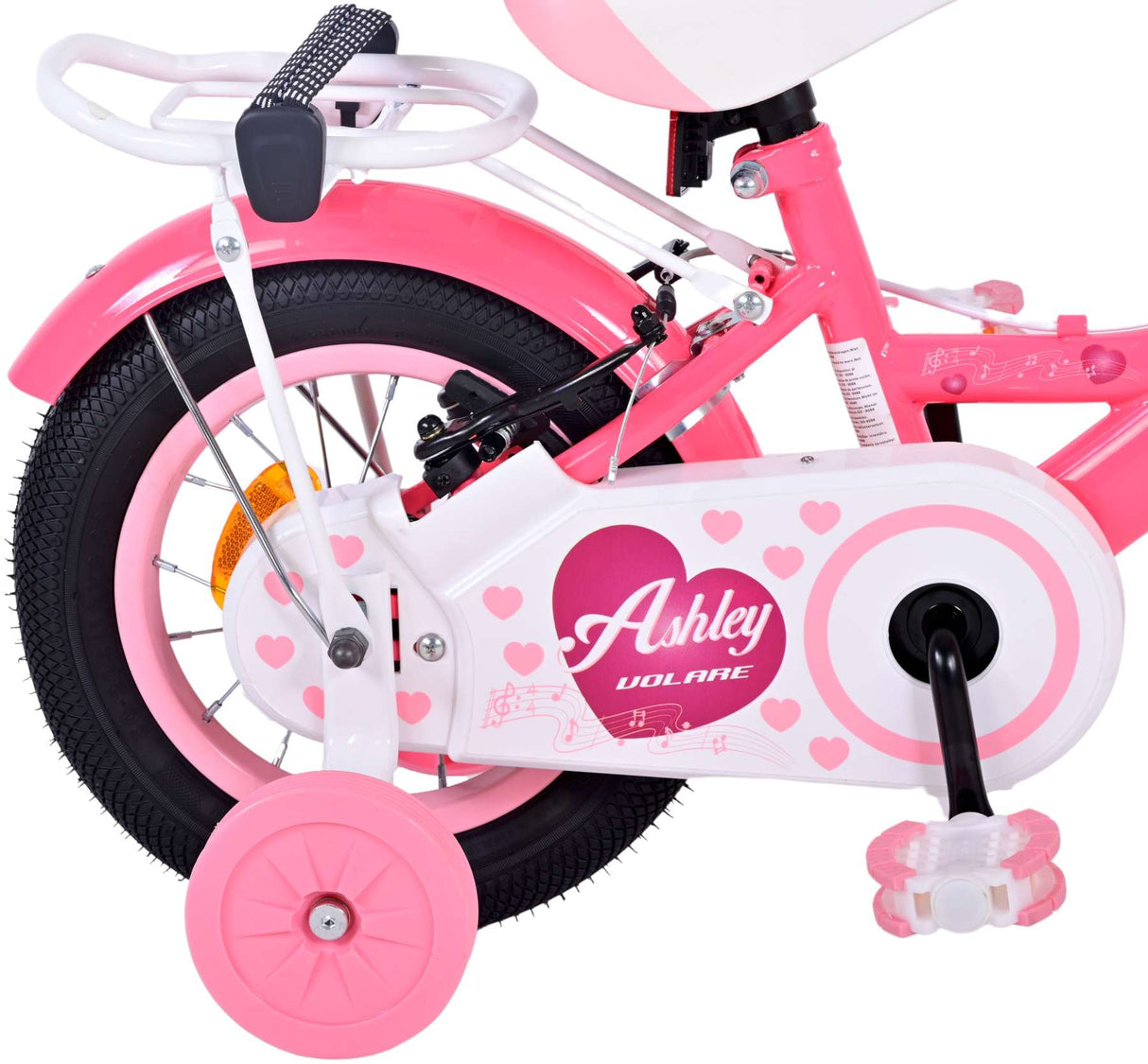 Volare Ashley Kinderfiets Meisjes 12 inch Roze Rood Twee handremmen