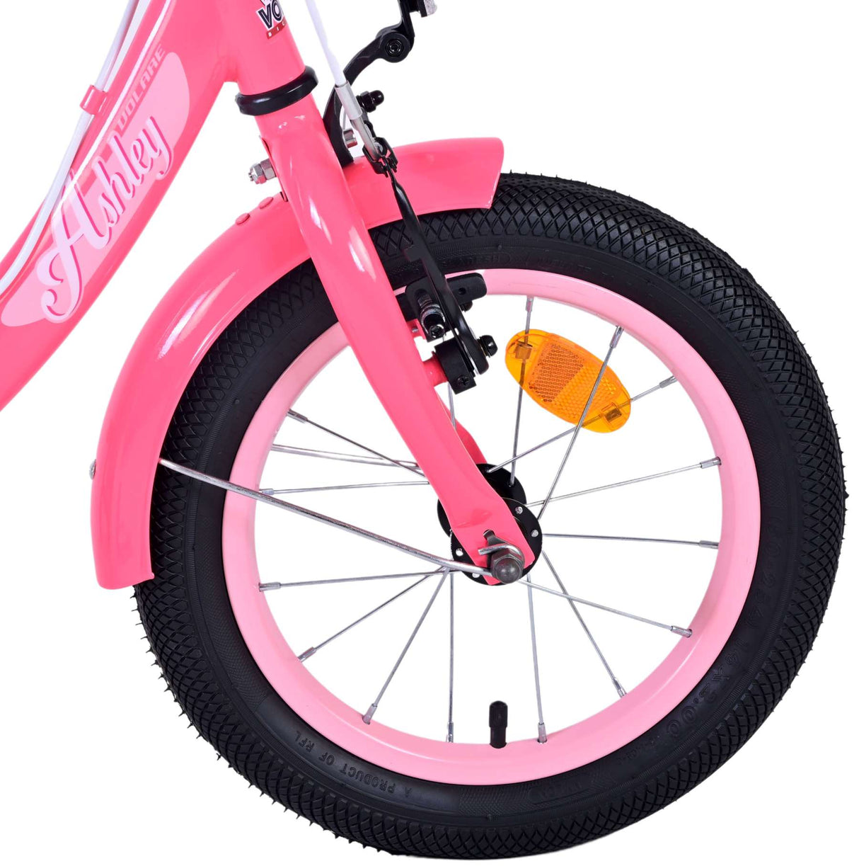Volare Ashley Kinderfiets Meisjes 14 inch Roze Rood Twee Handremmen