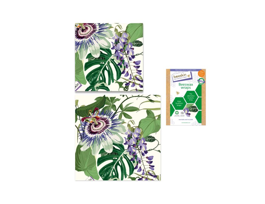 Beeskin Bijenwasdoeken Set Medium en Large Passion Flower