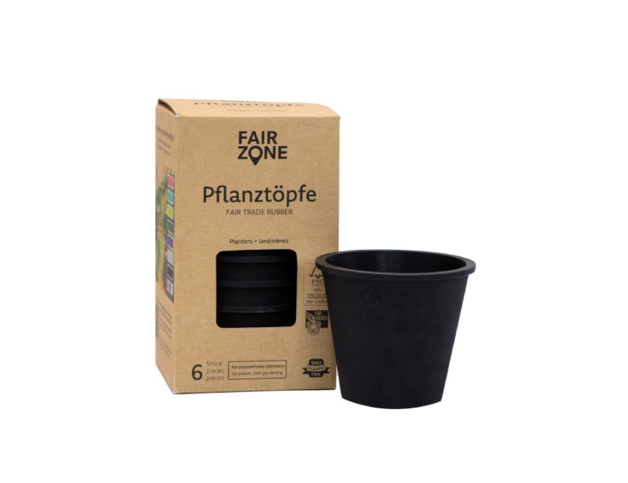Fairzone Plantenpotten Natuurrubber Zwart 6 Stuks