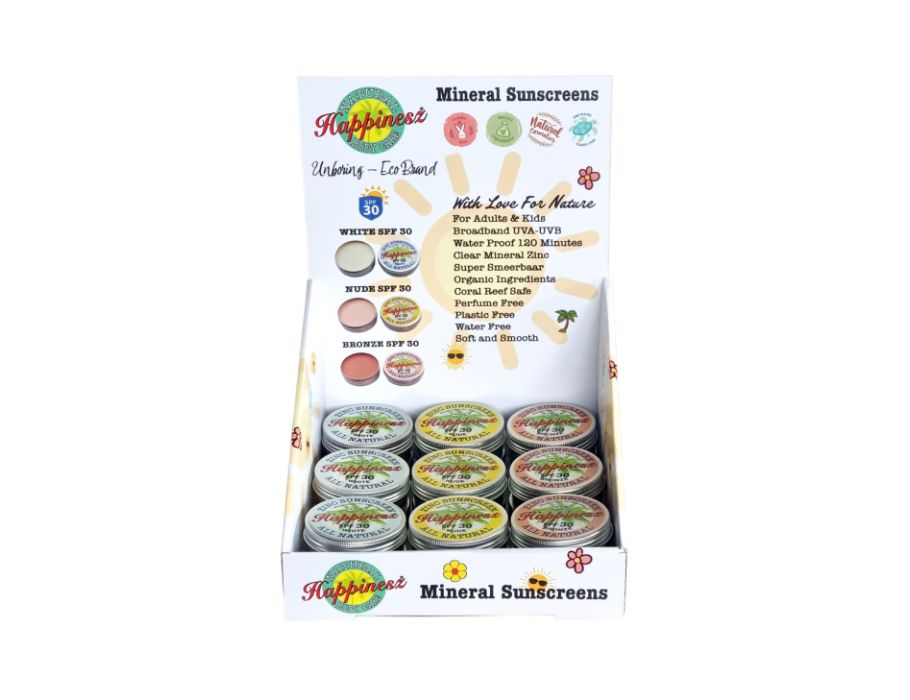 Happinesz Display Zonnebrandcrème 24st