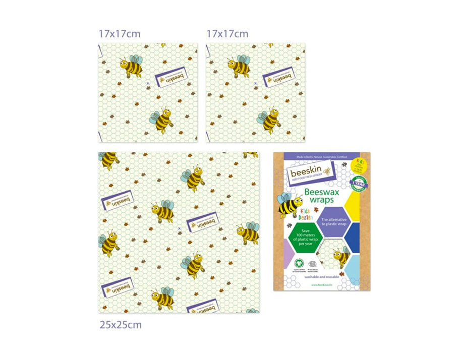 Beeskin Bijenwasdoeken Set 2x Small en 1x Medium print