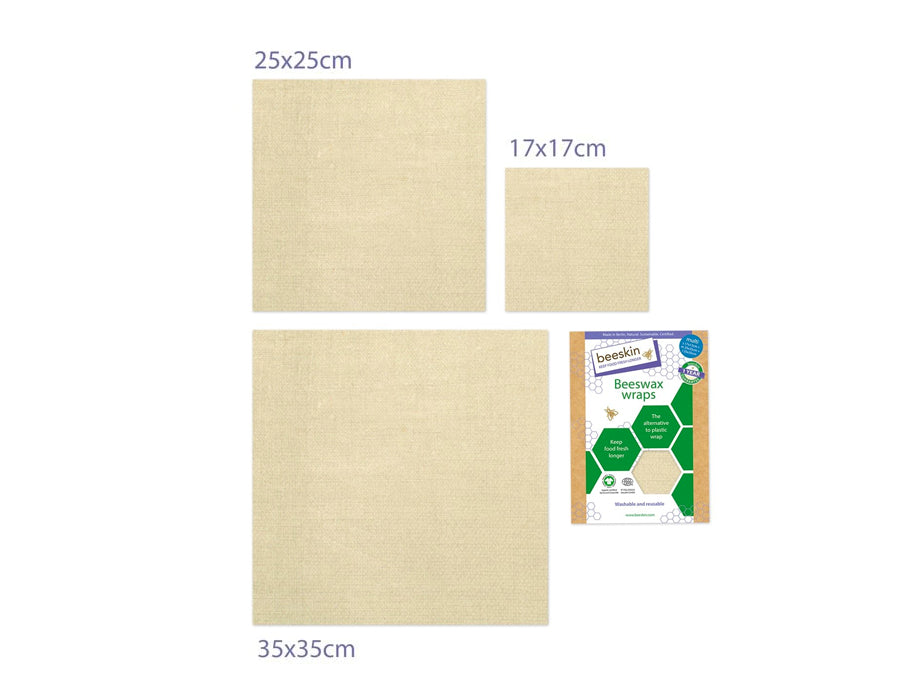Beeskin Bijenwasdoeken Set Small, Medium en Large Natural print