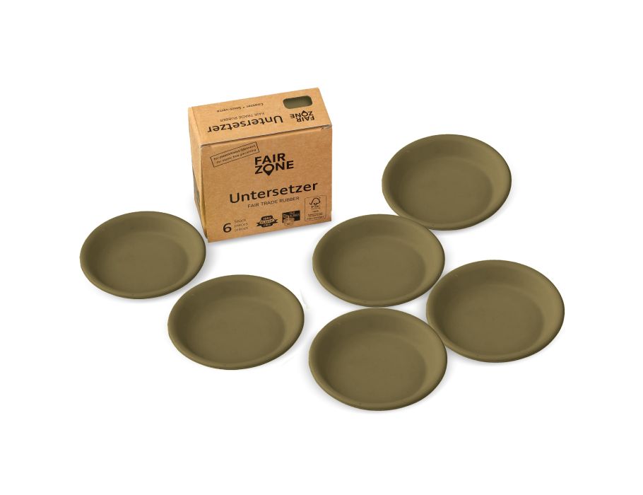 Fairzone Onderzetters Voor Plantenpotten Rubber Olive 6 Stuks