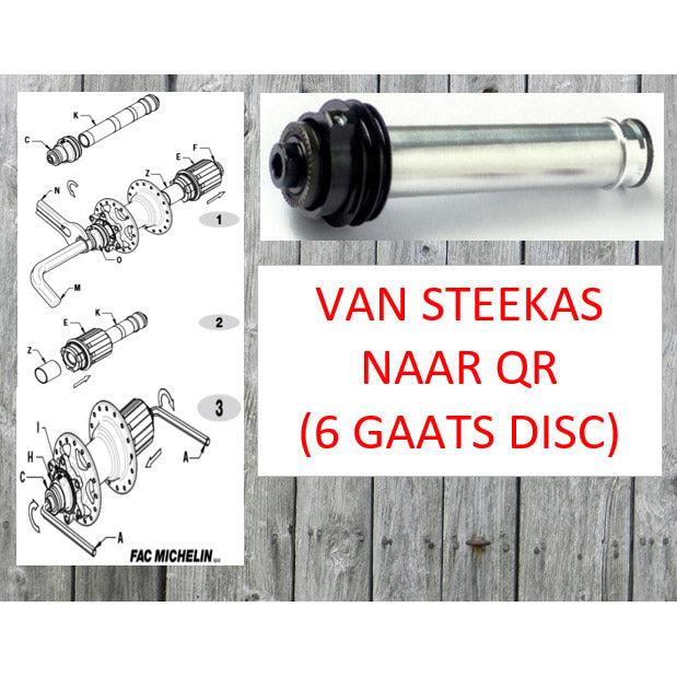 Miche achternaaf adaptor voor steekas naar qr dx m disc