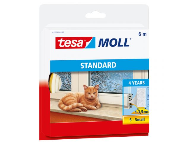 Tesa Tochtband I profiel 6m x 1.0-3.5mm wit