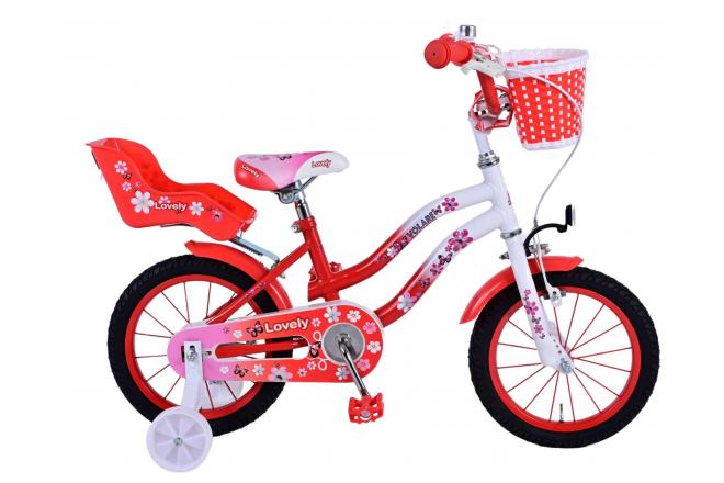 Volare Lovely Kinderfiets Meisjes 14 inch Rood Wit