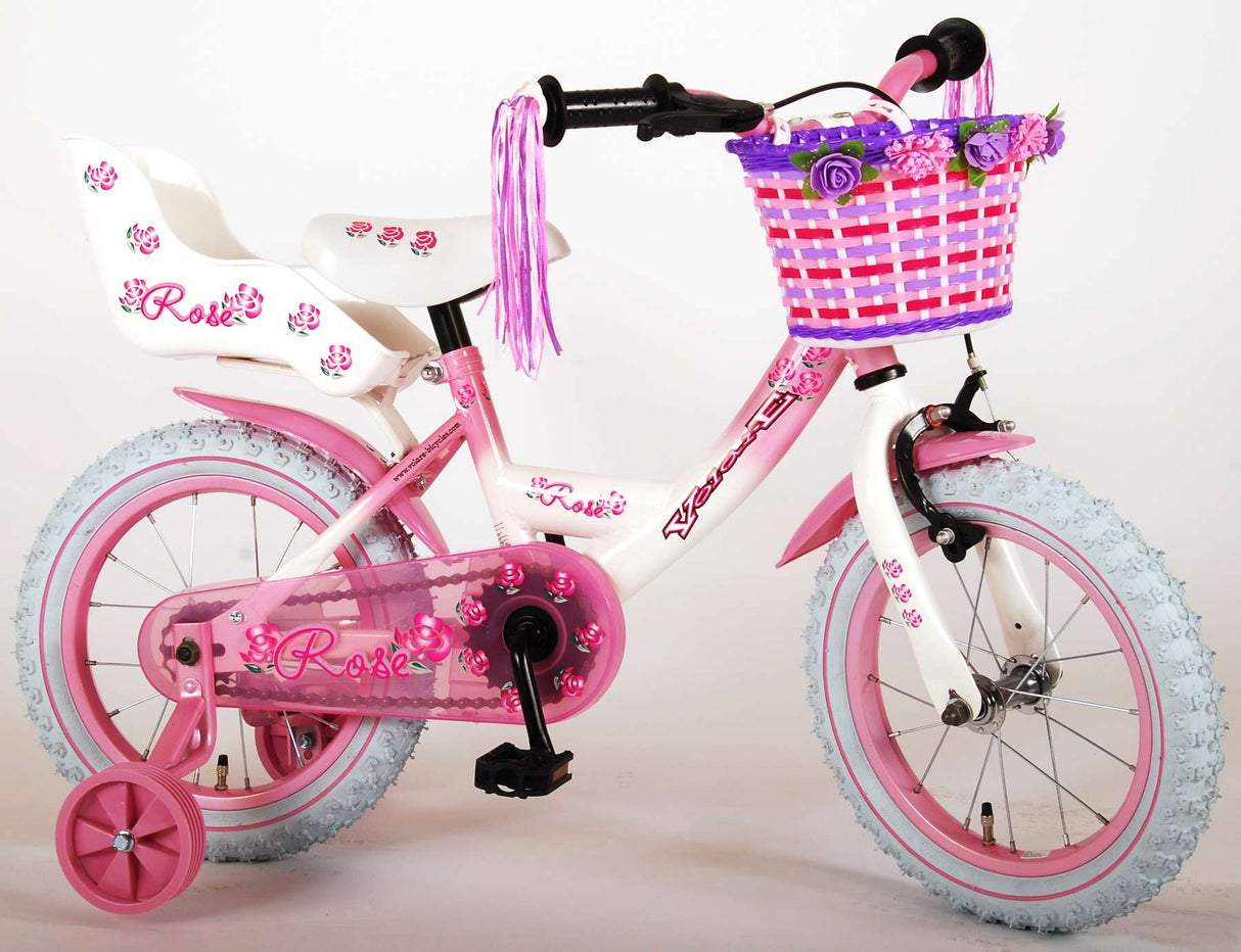 Volare Rose Kinderfiets Meisjes 14 inch Roze Wit 95% afgemonteerd